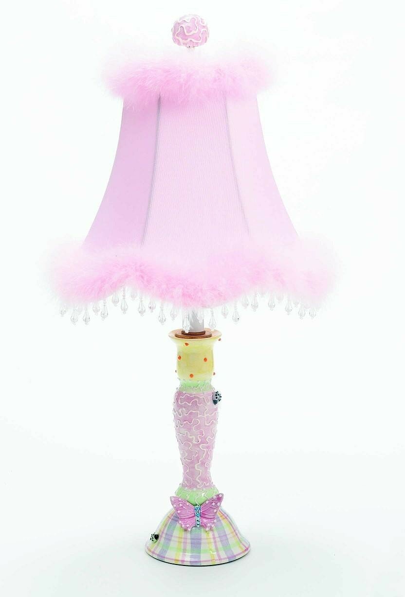 Small Candlestick Lamp & Shade Pink