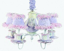 Bavarian Chandelier & Shades in Lavender