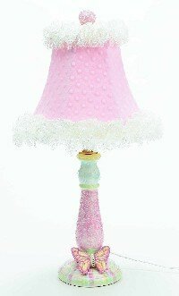 Large Candlestick Lamp & Shade Pink