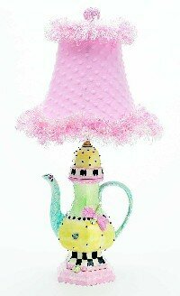 Aladdin Teapot Lamp Black & White Check